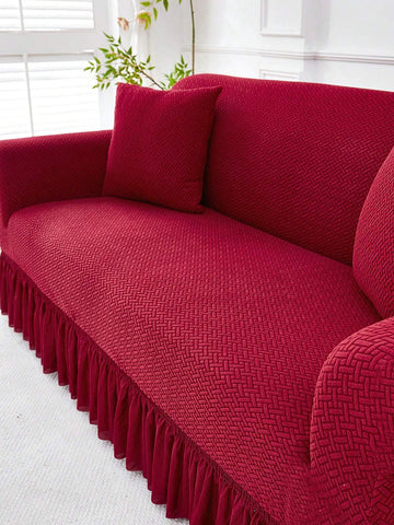 1pc Jacquard Sofa Cover Thick Short Plush Elastic Anti-Slip Sofa Slipcover 4-Season Use Pet Stain Resistant Detachable Sofa Cushions Protection Machine Washable Suitable For Living Room Bedroom Outdoor L-Shaped Recliner 1/2/3/4 Seater Sofas