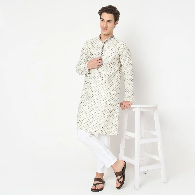 Regular Fit Jacquard Kurta