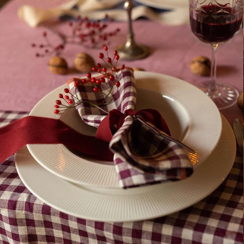 Berry Gingham 100% Linen Napkins Set of 4