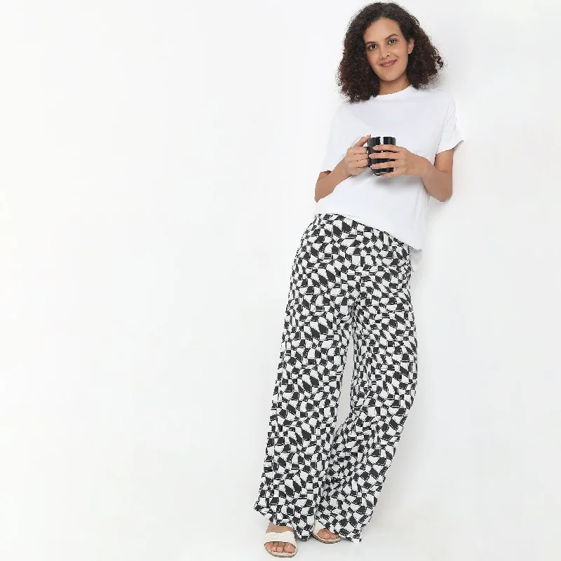 Flare Fit Printed Mid Rise Palazzos