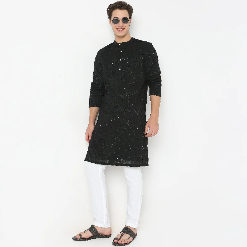 Party Edit - Pint Tuck Fashion Glimmer Embroidered - Regular Fit Kurta with Pyjama Set