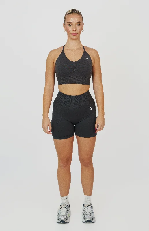 Tempo Seamless Scrunch Shorts & Multi-Way Sports Bra Set - Slate Grey