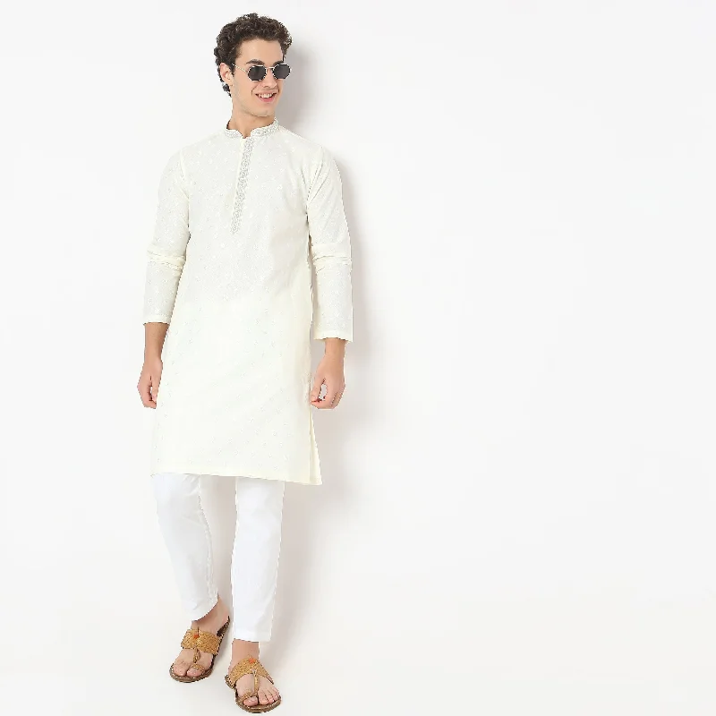 Regular Fit Jacquard Kurta