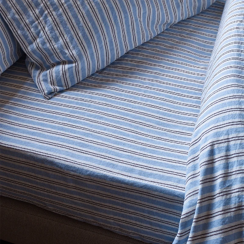 Bluebell Somerley Stripe Linen Blend Fitted Sheet