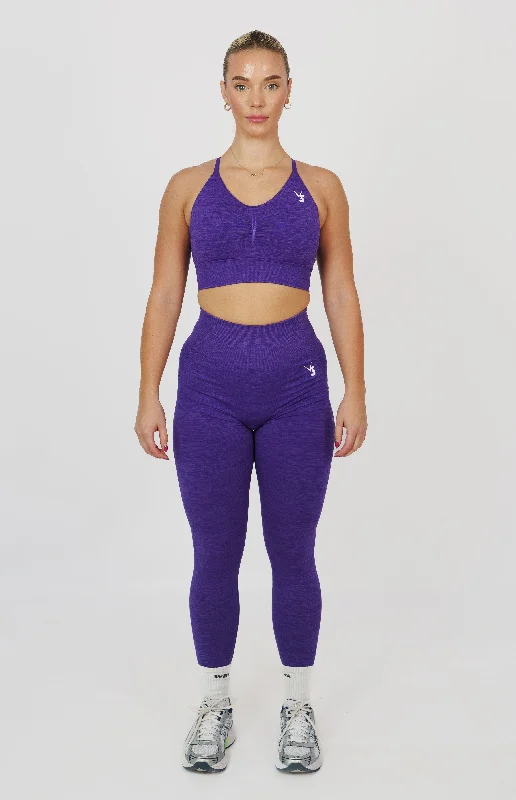 Tempo Seamless Scrunch Leggings & Multi-Way Sports Bra Set - Ultra Violet