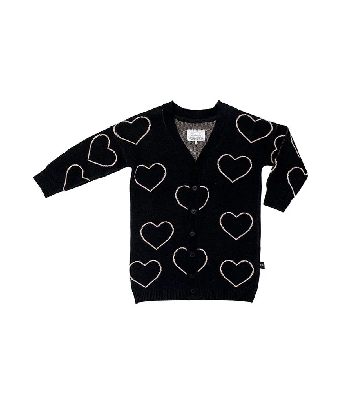 Huxbaby HB923 heart KNIT CARDI Black