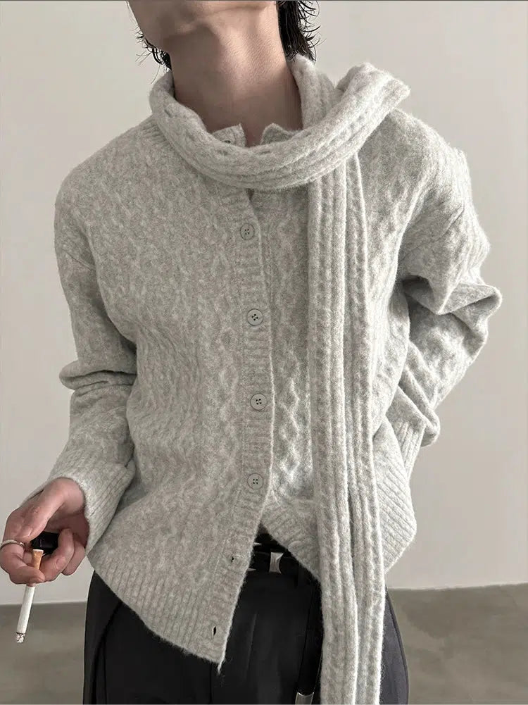 Scarf Cozy Knitwear Cardigan