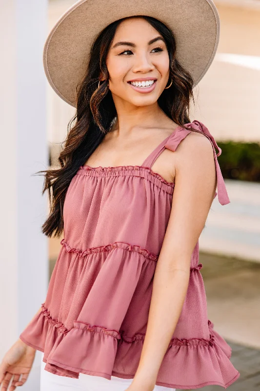 All I've Dreamed Of Mauve Pink Ruffled Tank