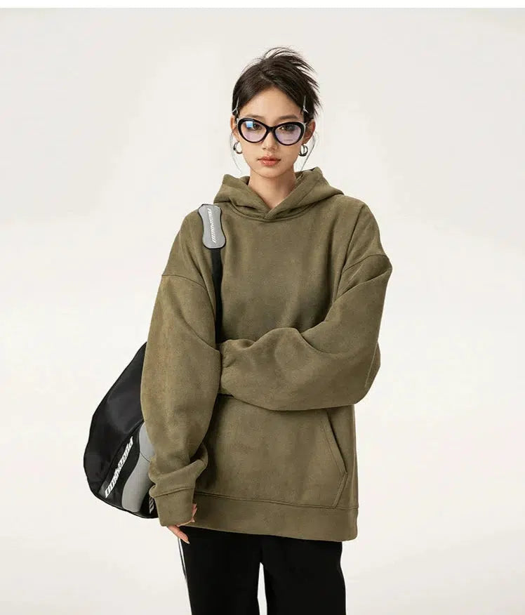 Suede Comfortable Oversized Hoodie