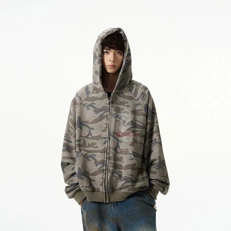 Camouflage Zip-Up Hoodie