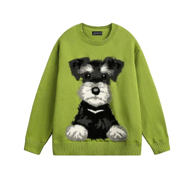 Dog Motif Knit Sweater