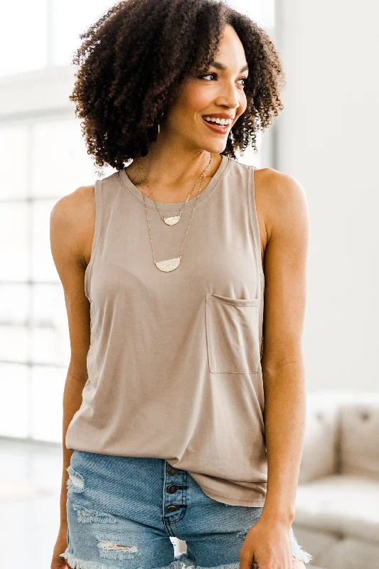 All In Good Fun Taupe Brown Tank