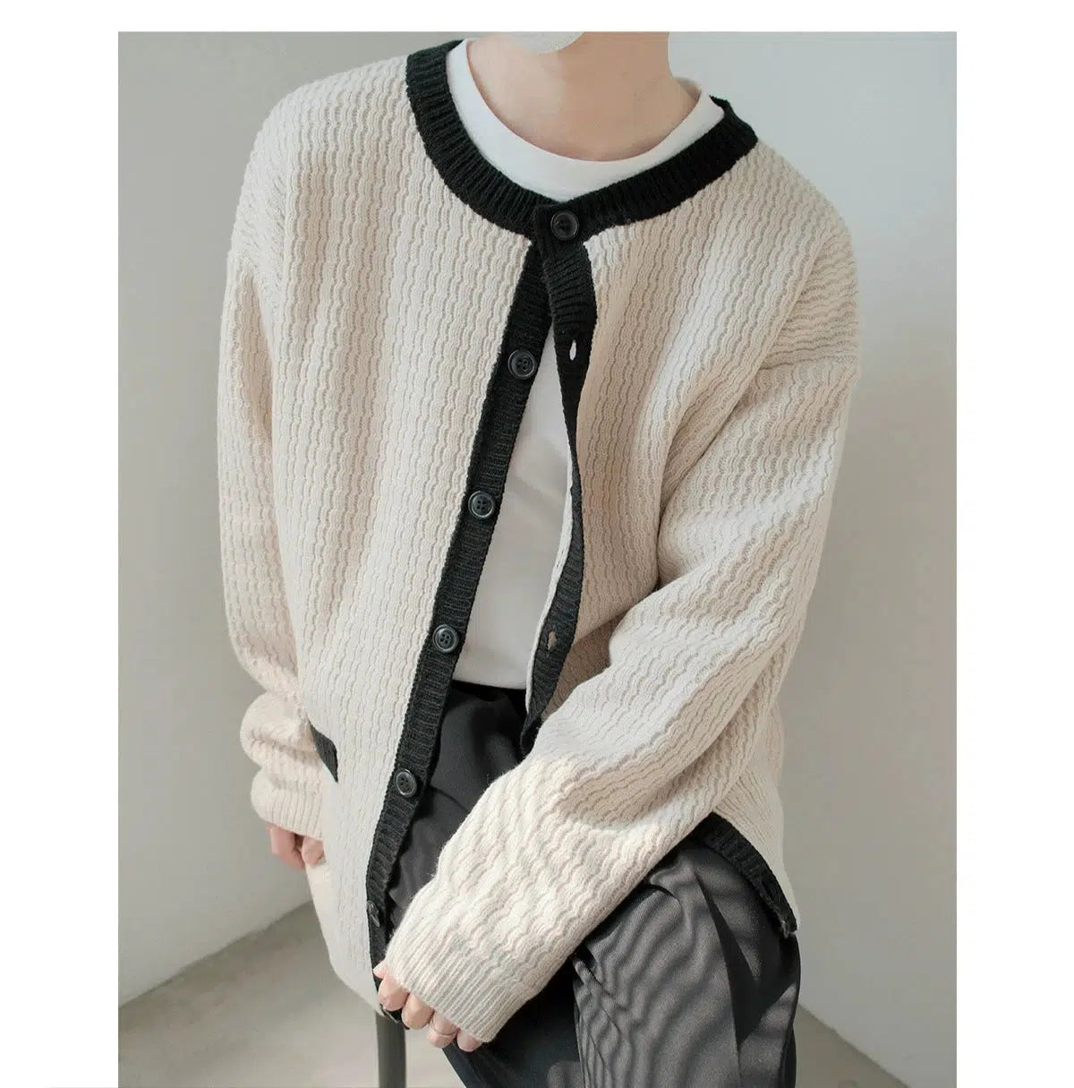 Contrast Trim Button Knitwear Cardigan