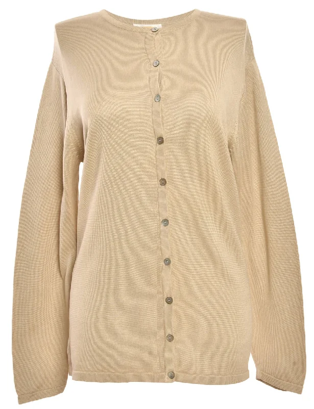 Button Through Beige Cardigan - L