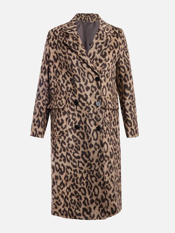 Leopard Print Woolen Coat