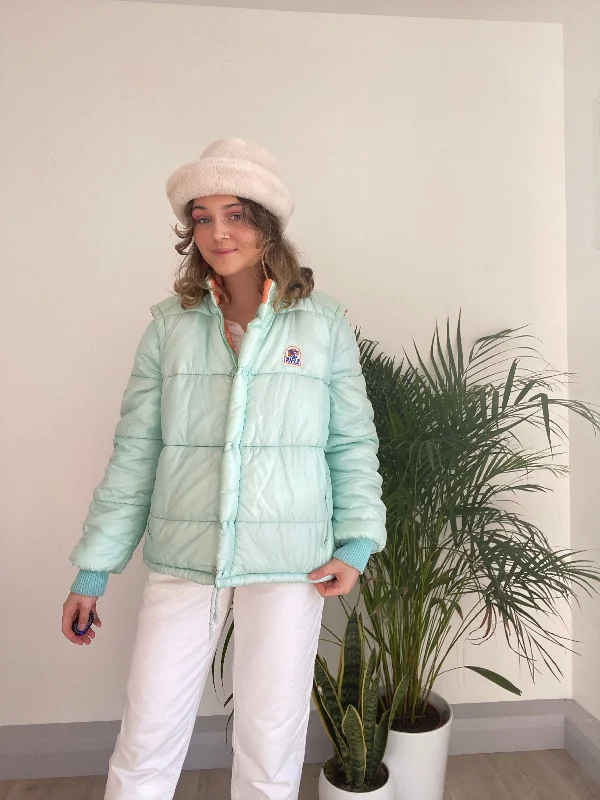 Vintage Mint Green Puffer Jacket (S)