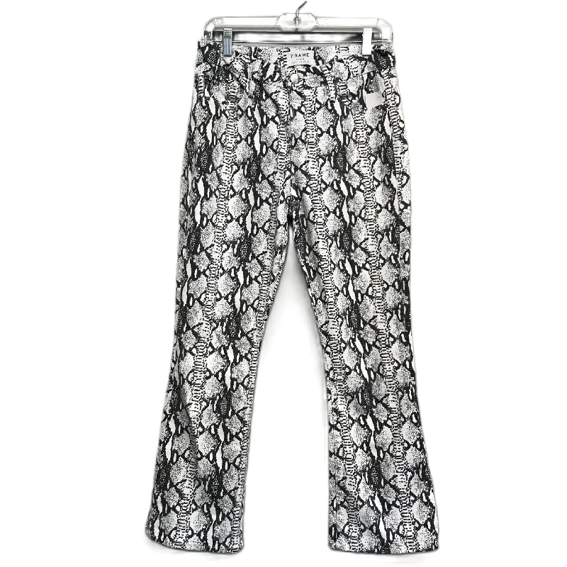 Jeans Flared By Frame In Black & White, Size: 6