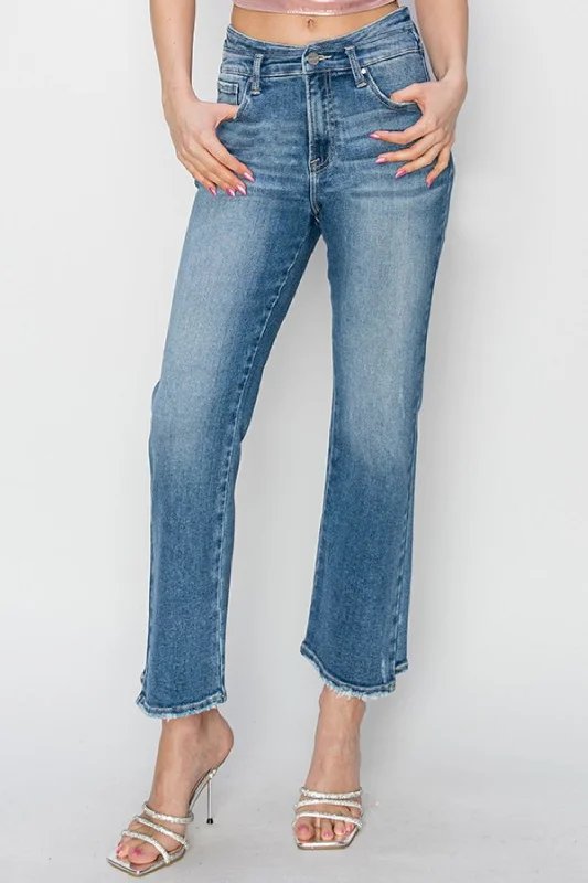 RISEN High Rise Slim Straight Ankle Jeans