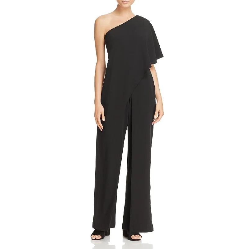 Adrianna Papell Womens One Shoulder Draped Jumpsuit