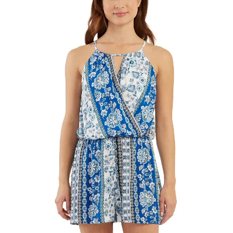 BCX Womens Juniors Printed Keyhole Romper