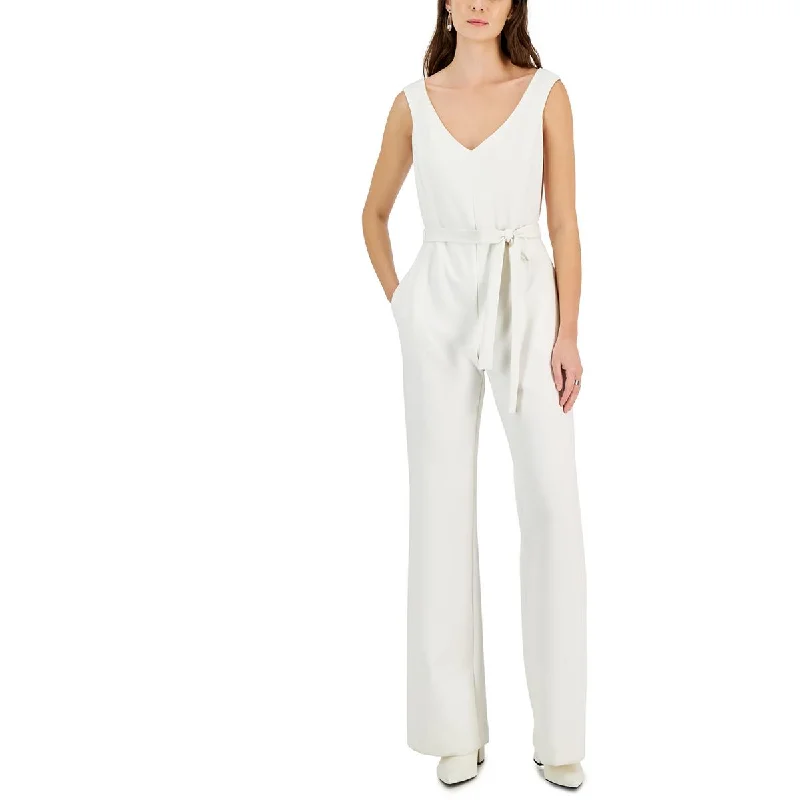 Donna Karan Womens Crepe Belted Jumpsuit