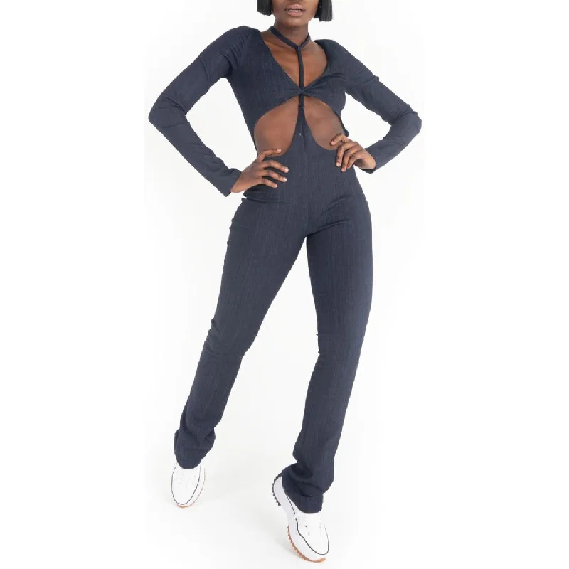 Grayscale Womens Denim Cut Out Jumpsuit