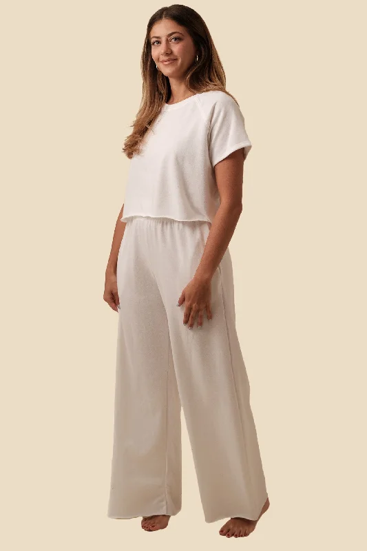 Nancy Cotton Relaxed Wide Leg Pants (White)