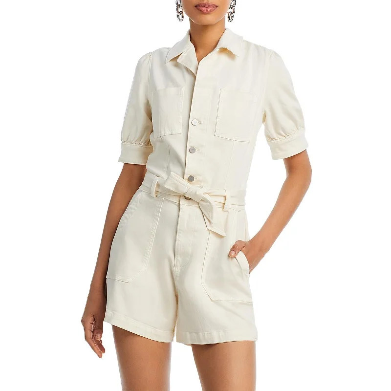 Paige Womens Mayslie Notch Collar Button Front Romper