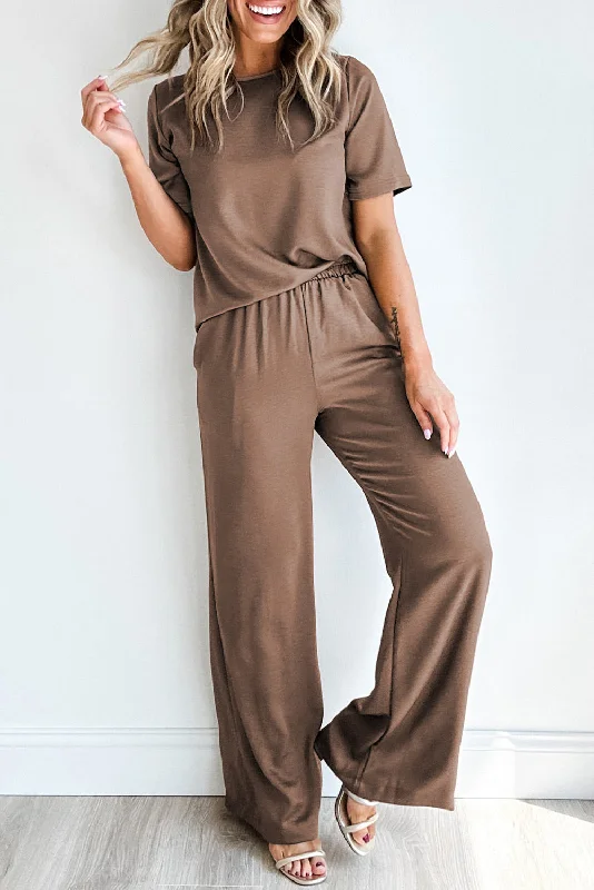 T Shirt 2pcs Wide Leg Pants Set