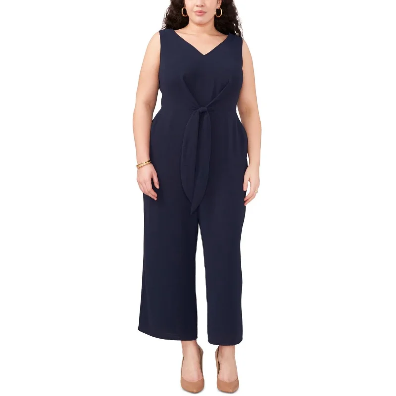 Vince Camuto Womens Plus Island Oasis Tie Waist Wide Leg Jumpsuit