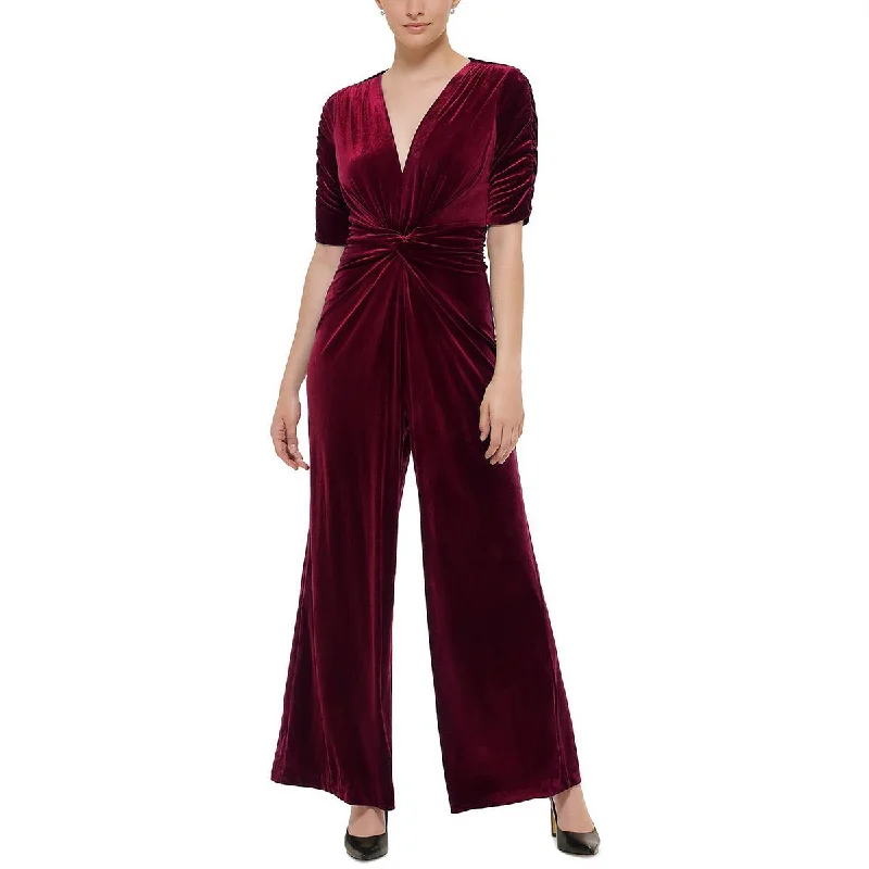 Vince Camuto Womens Velvet Knot Front Jumpsuit