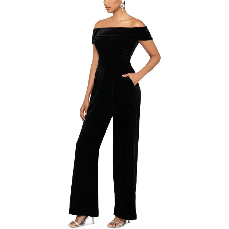 Xscape Womens Velvet Jumpsuit