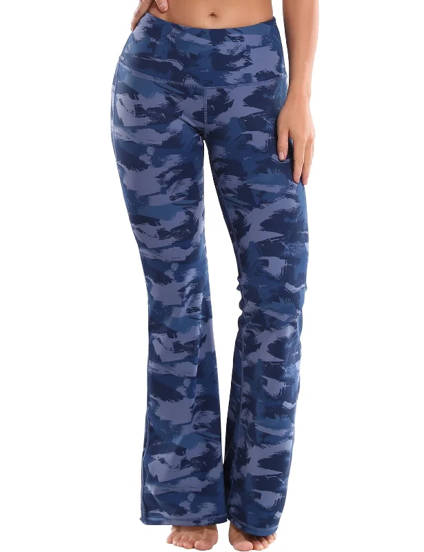 29" 31" 33" 35" 37" High Waist Printed Bootcut Leggings navy brushcamo