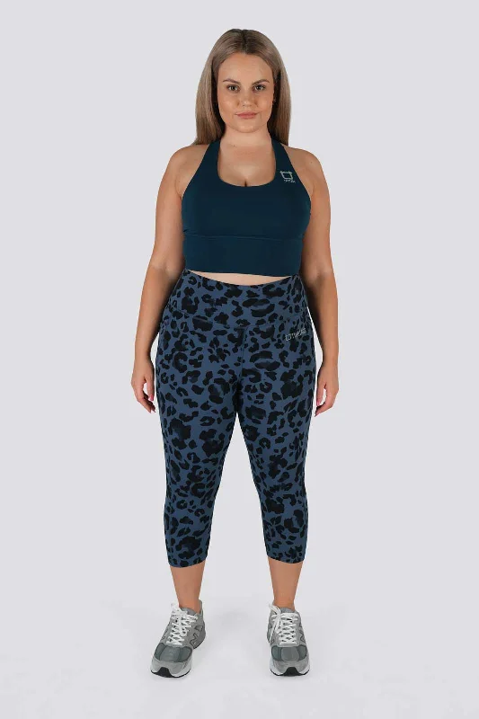 Meraki Leopard 7/8 Highwaisted Leggings - Slate Blue