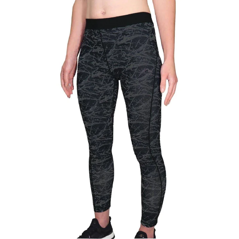 More Mile Go For It Printed Womens Long Running Tights - Black