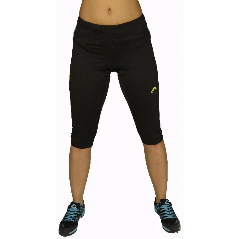 More Mile More-Tech Womens 3/4 Capri Running Tights - Black