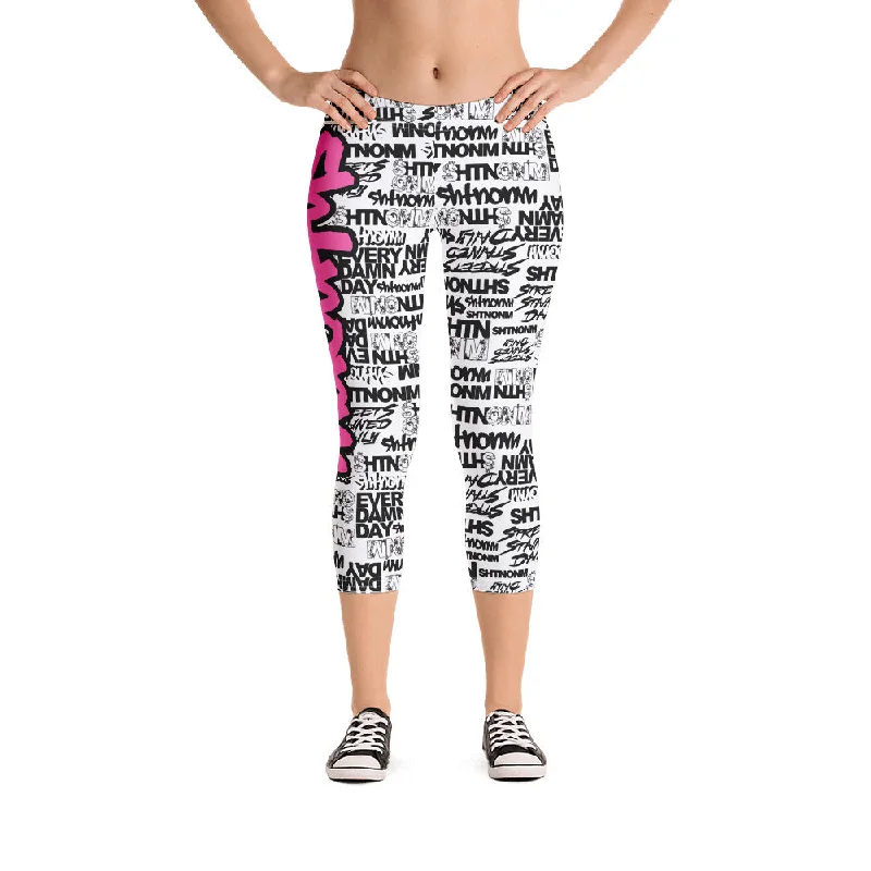 SHTNONM - CAPRI LEGGINGS (WHITE/HOT PINK)