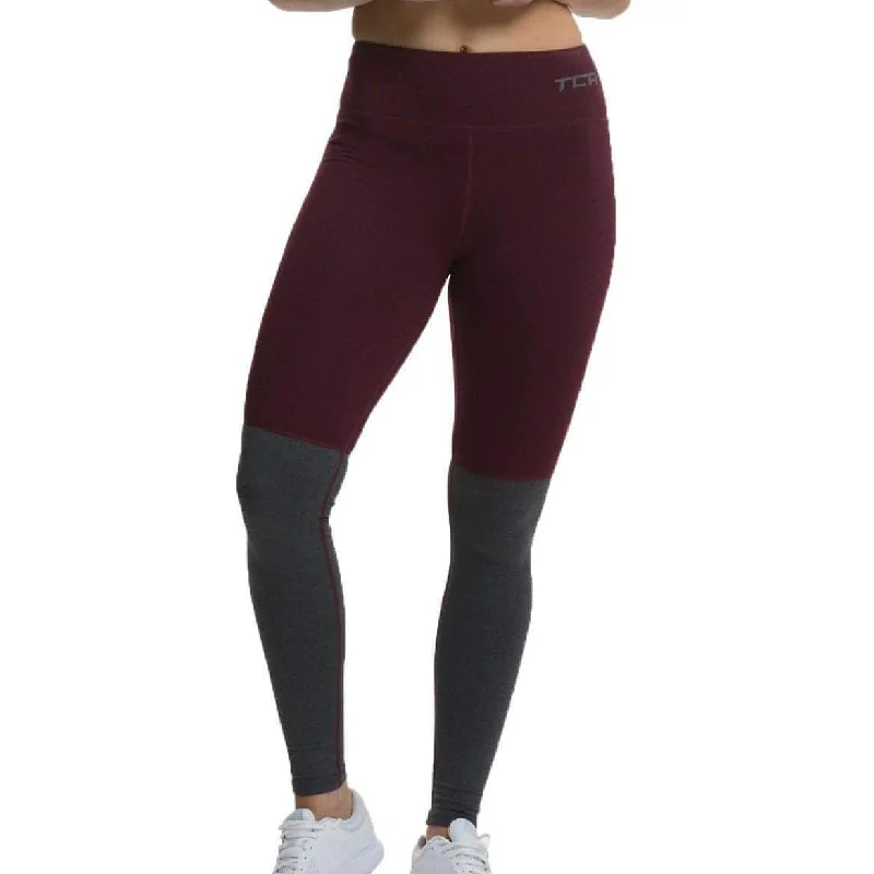 TCA Nova High Waist Womens Long Running Tights - Red