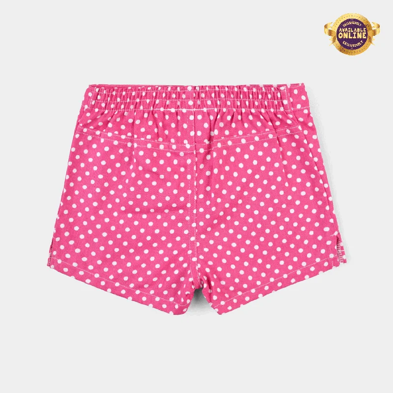 Infant Girls Poly Cotton Short Polka Dot-Pink