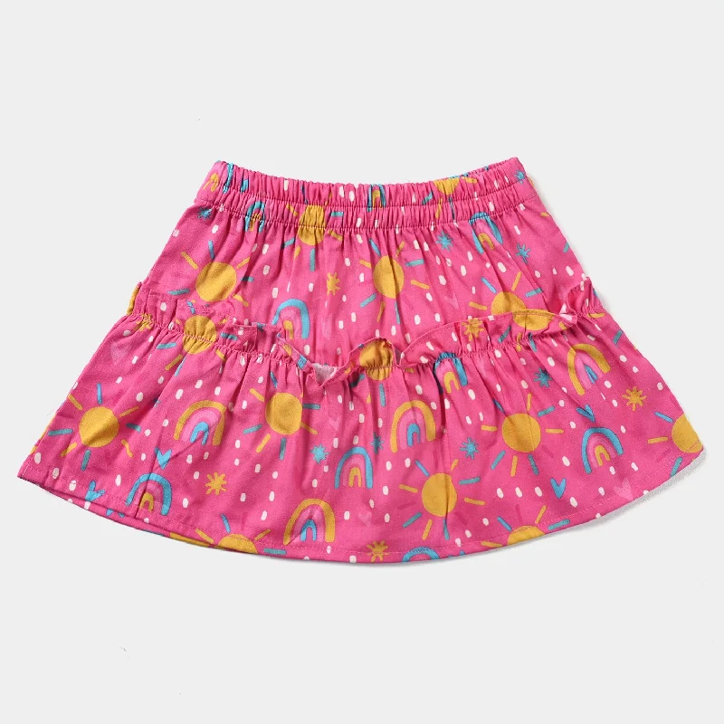 Infant Girls Cotton Poplin Short Skirt Shiny Stars-Pink