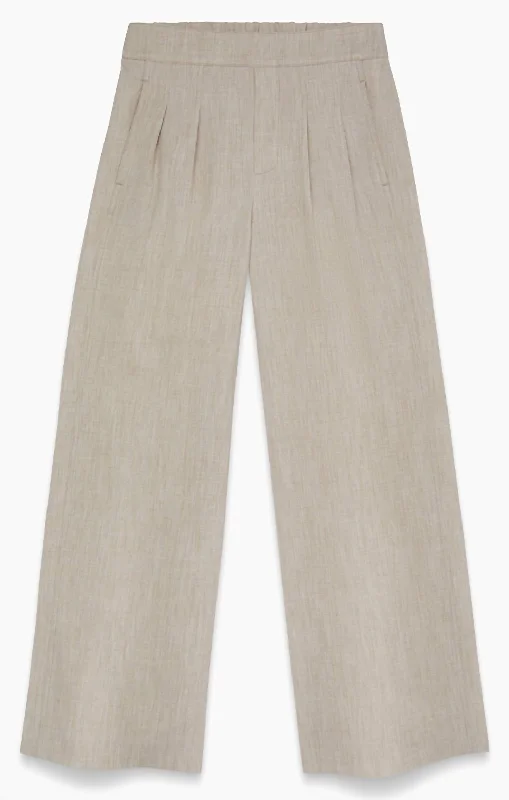 31' Bi-Stretch Twill Wide Leg Pant In Biscotti Heather