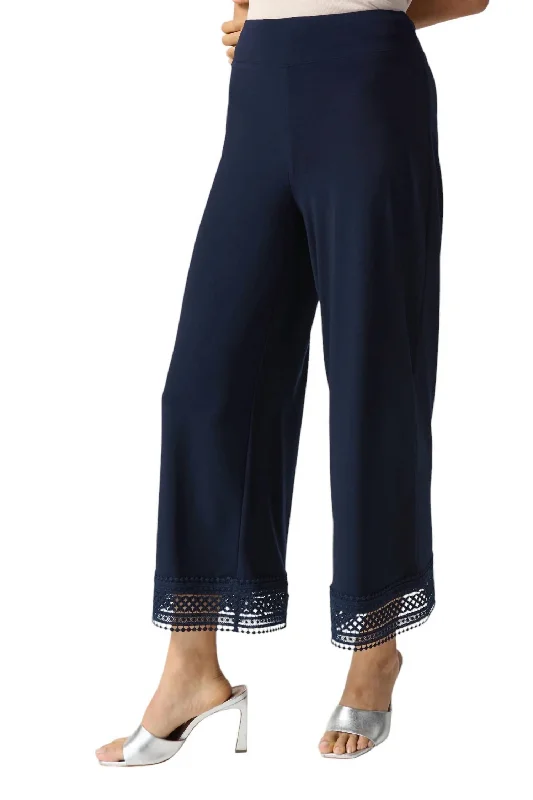 Ankle-Length Wide Leg Pant In Midnight Blue