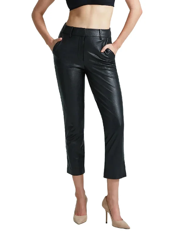 Faux Leather 7/8 Trouser In Black