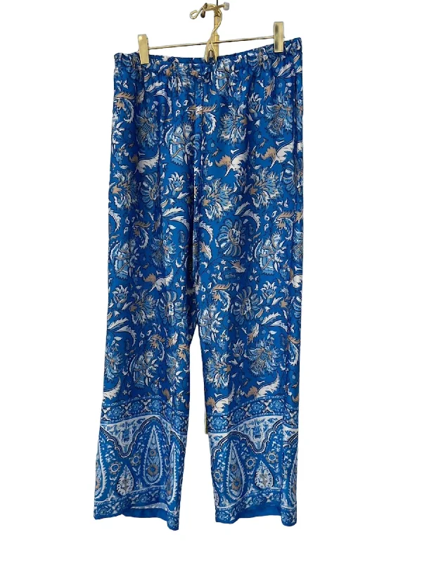 Lori Pant In Batik Floral Border Royal