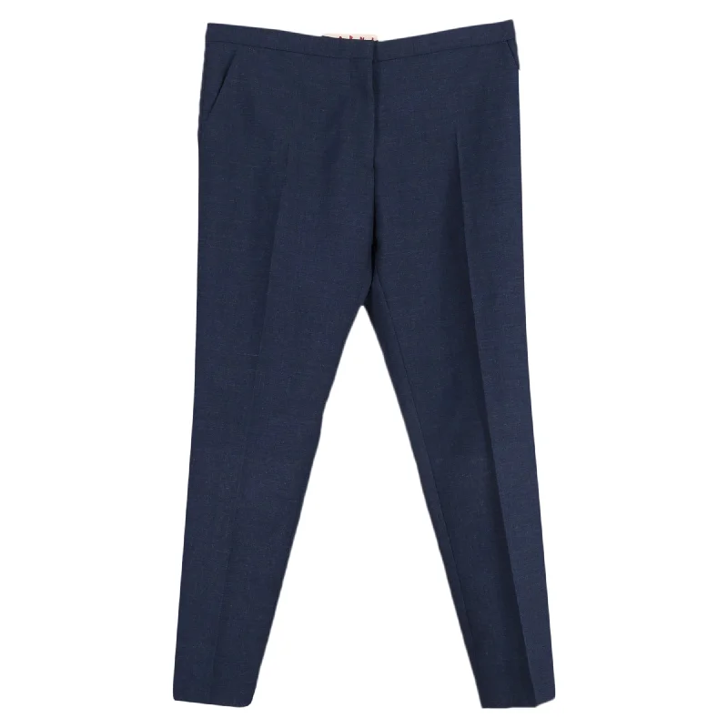 Marni Straight Leg Trousers in Blue Wool