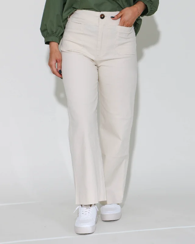 Cream Front Pocket Pants