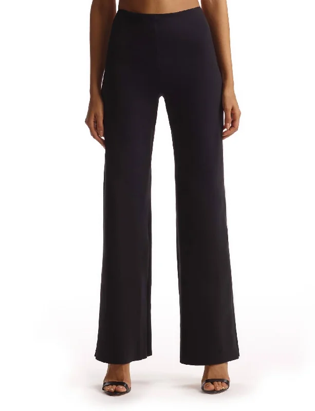 Neoprene Wide Leg Pants In Black