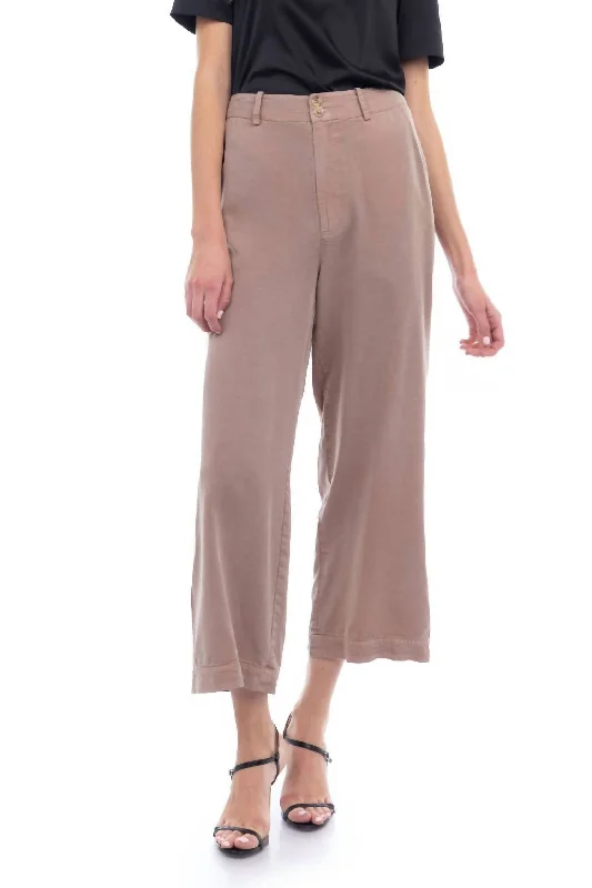 Wide Leg Crop Pant In Tan